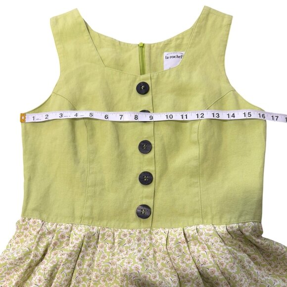 Vintage Compagnie La Rochelle Women's Maxi Dress Sleeveless Green Floral 90's - Picture 5 of 8